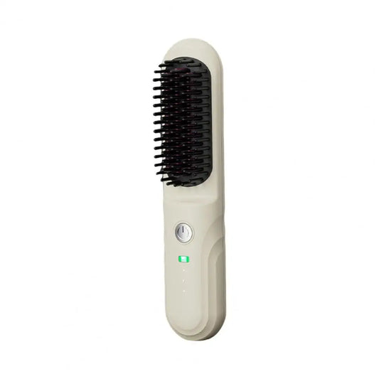 Portable Cordless Hair Straightener Brush with Fast Heating and Adjustable Temperature for Curly Hair